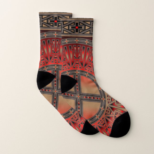 Manar's & Women's Socks (Ancestors Red) Strumpor (Par)