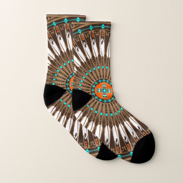 Manar's & Women's Socks (Wacipi Pow-Wowen) Strumpor (Par)