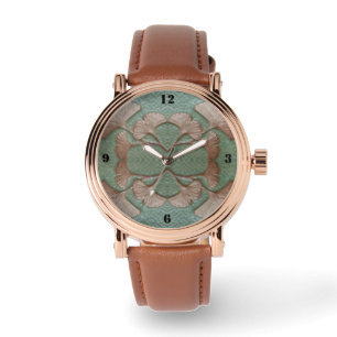 ManarWatch med Grönt och Copper Gingko ansikte Armbandsur