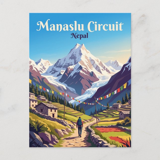 Manaslu Circuit Nepal Vykort (Framsida)