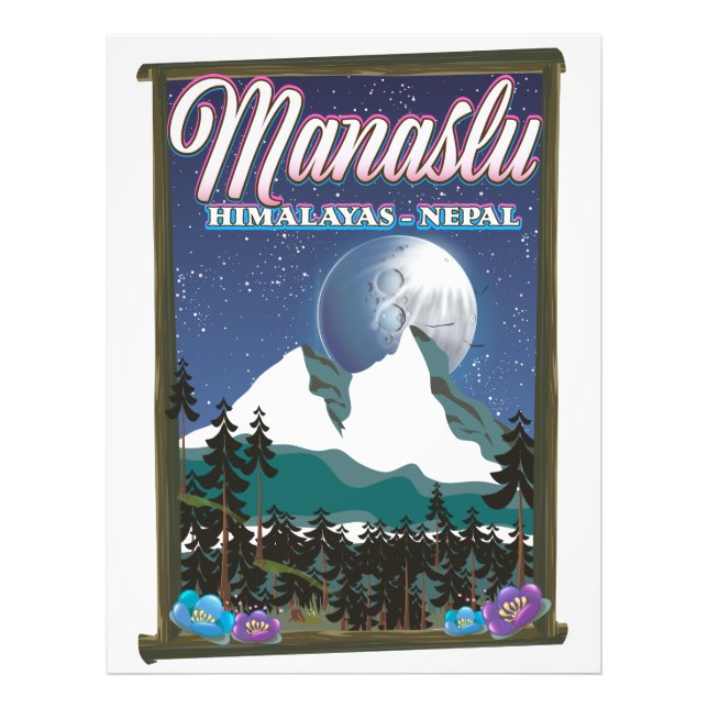 Manaslu Himalaya Nepal resemapp karta Fototryck (Framsidan)