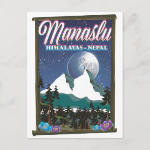 Manaslu Himalayas Nepal-reseaffisch karta Vykort