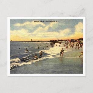 Manasquan NJ, Beach Scene 1954 Vykort