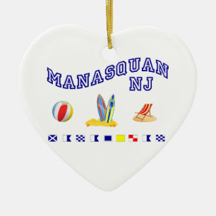 Manasquan NJ - Maritimt stava Julgransprydnad Keramik