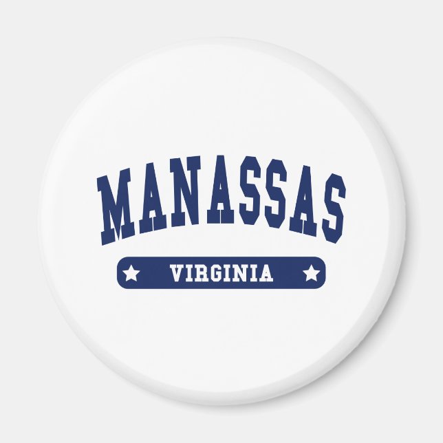 Manassas Virginia College Stil T-tröjor Magnet (Framsidan)