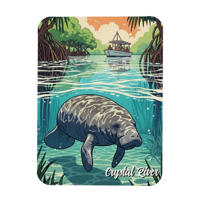 Manat i Crystal River Florida Magnet (Vertikal)