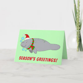 Manat i Santas hatt och halsduk God Jul önskningar Helgkort