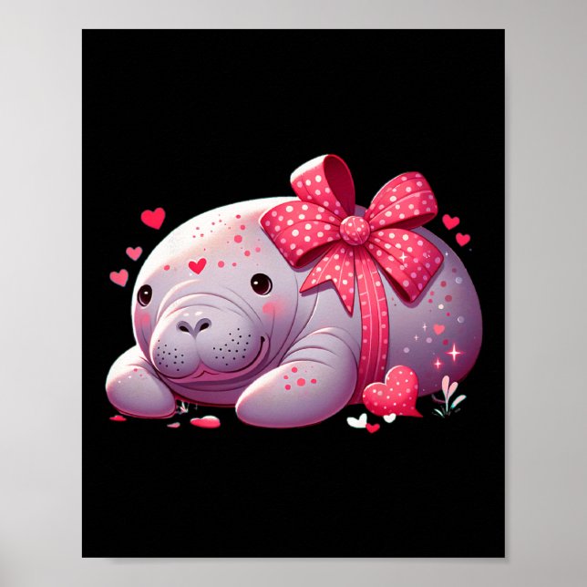 Manatee Alla hjärtans dag Djur Hav Ocean  Poster (Framsidan)