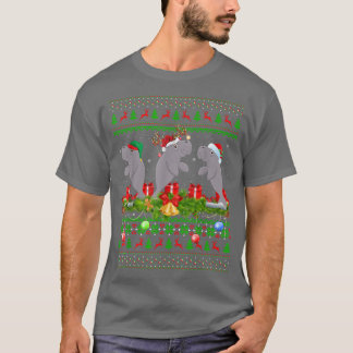 Manatee Älskare Julafton Lighting Santa Ugly Manat T Shirt