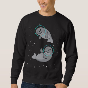 Manatee Astronaut Gift Women Space Manatee Lång Ärmad Tröja