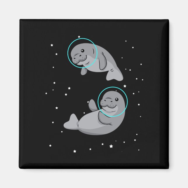 Manatee Astronaut Gift Women Space Manatee Magnet (Framsidan)