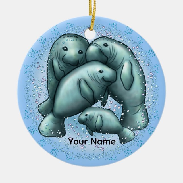 Manatee Bubbles-ornament Julgransprydnad Keramik (Framsidan)