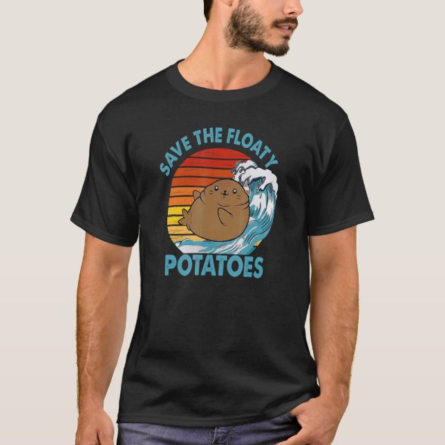Manatee Designs För Män Kvinnor Flytande Potatis H T Shirt (Framsida)
