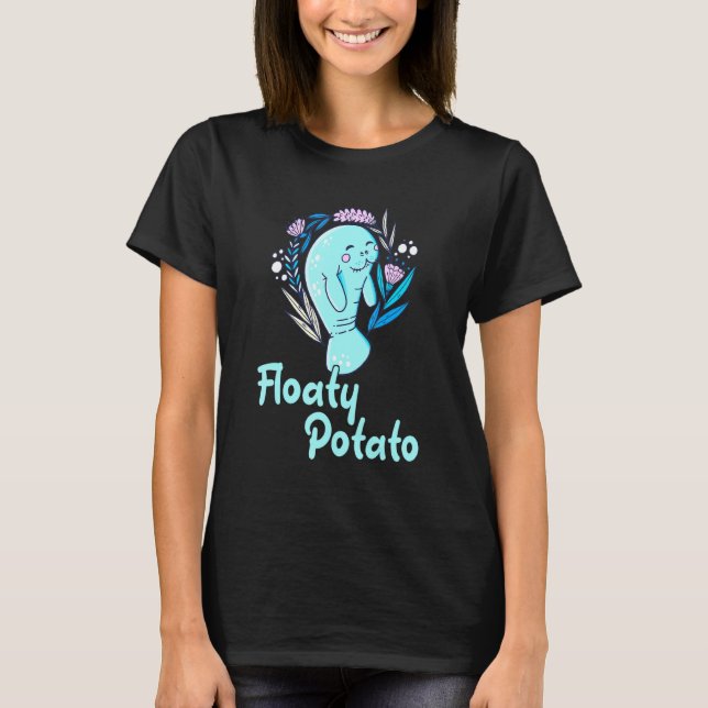 Manatee Dugong Sea Cow Floaty Potato T Shirt (Framsida)