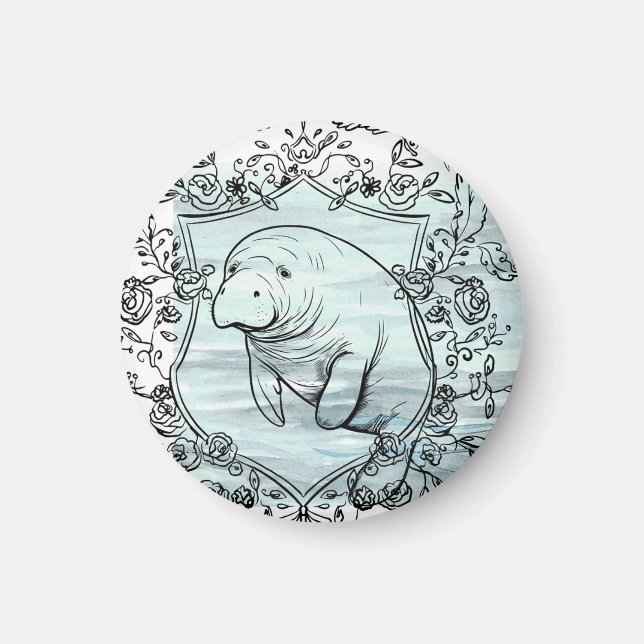 Manatee i Finare Ram Magnet (Framsidan)
