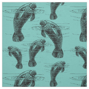 Manatee Illustration Mönster Tyg