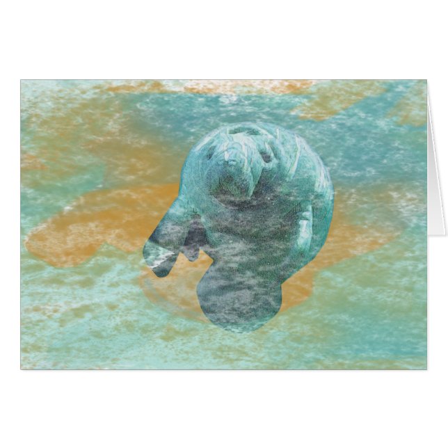 Manatee in Ocean Art Hälsningskort (Framsidan Horizontal)