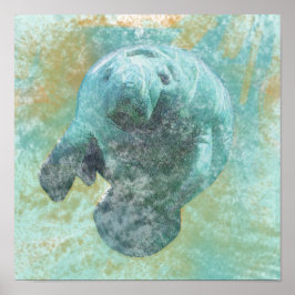 Manatee in Vatten Kustverk Poster