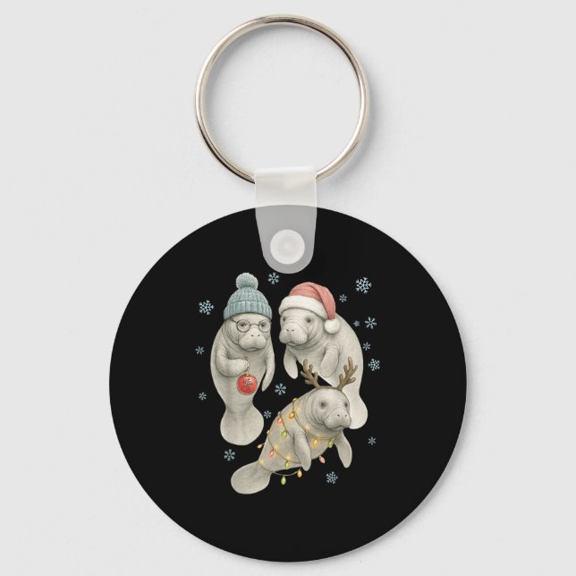Manatee jul Manatee Tomte Ren Ljus Wo Nyckelring (Framsida)