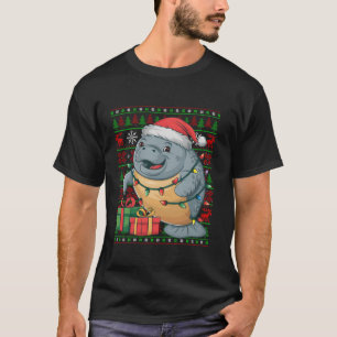 Manatee Julafton Ljus Ugly Santa Hat Manatee Chris T Shirt