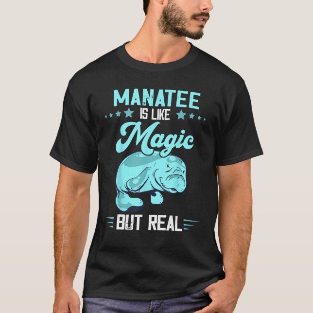 Manatee Magic But Real Chubby Manatee  Aquatic Ani T Shirt (Framsida)