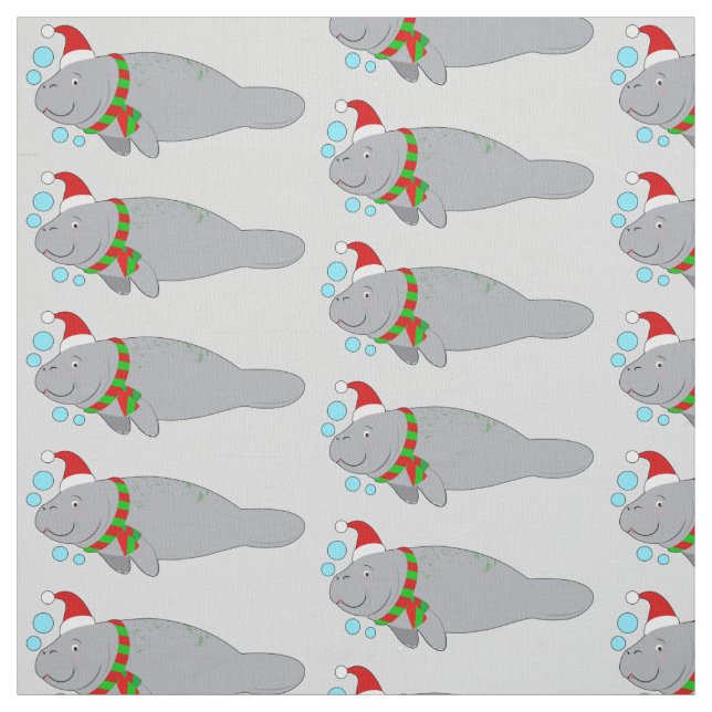 Manatee med Santa Hat och Scarf Tyg (Provkarta)