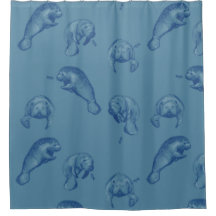 Manatee Ocean Blue-duschgardinen
