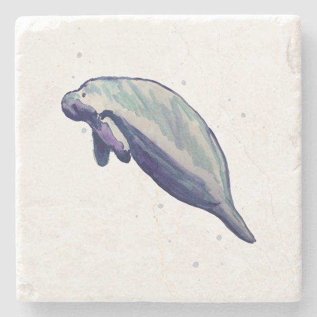 Manatee Painting Florida Vår Animals Stenunderlägg (Framsidan)