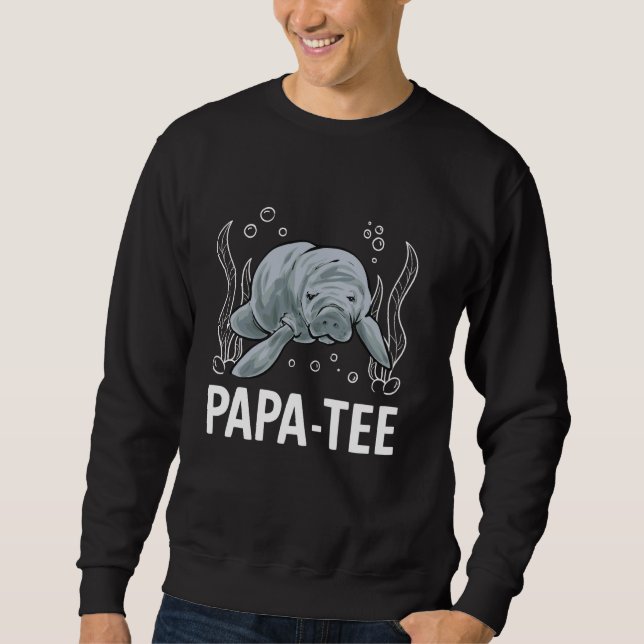 Manatee Pappa-Tee Sea Animal Manatee Lång Ärmad Tröja (Framsida)