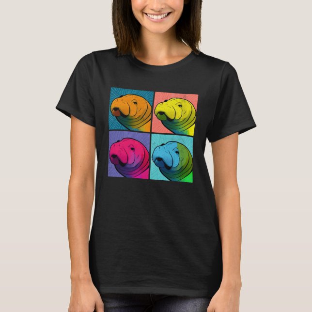 Manatee Pop Illustration Colorful Animal Women T Shirt (Framsida)