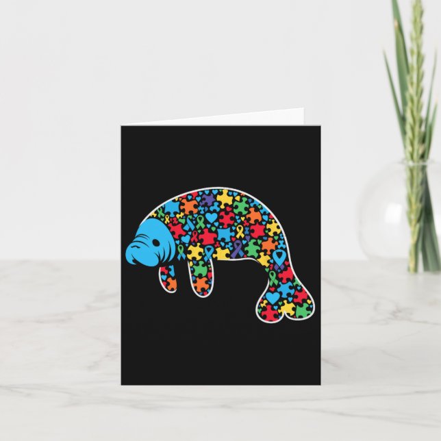 Manatee Puzzle Autism Awareness Autistic Vomens me Kort (Framsida)