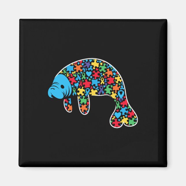 Manatee Puzzle Autism Awareness Autistic Vomens me Magnet (Framsidan)