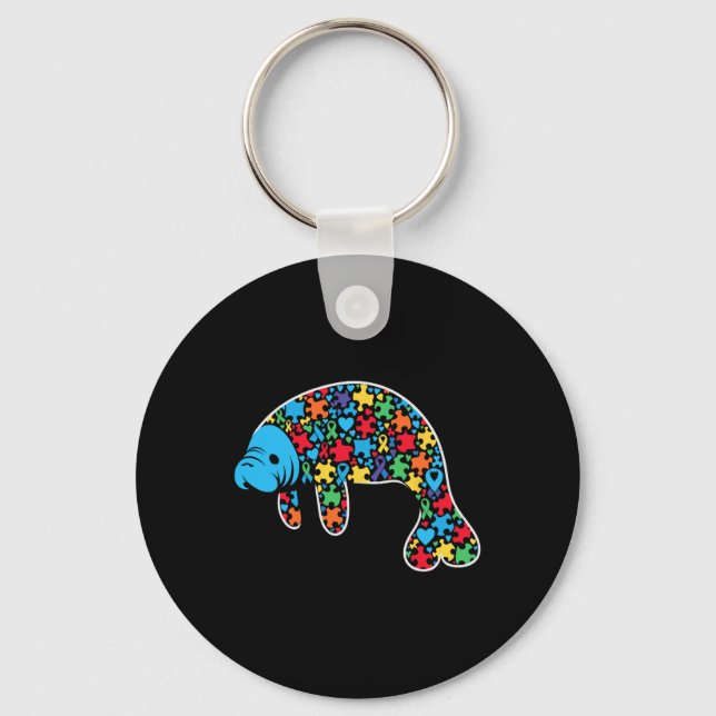 Manatee Puzzle Autism Awareness Autistic Vomens me Nyckelring (Framsida)