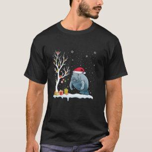 Manatee Santa Hat Festive Träd Light Jul Paj T Shirt