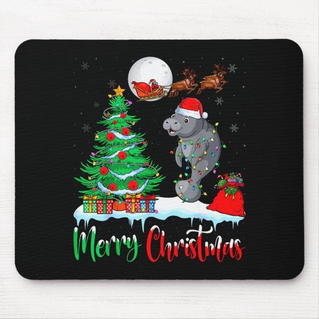 Manatee Santa Hat Xmas Tree Merry Christmas Manate Musmatta (Framsidan)