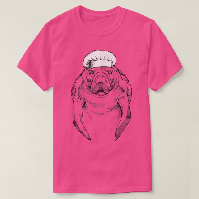 Manatee Sea Cow Animal Chef Funny Cooking Cook T Shirt (Design framsida)