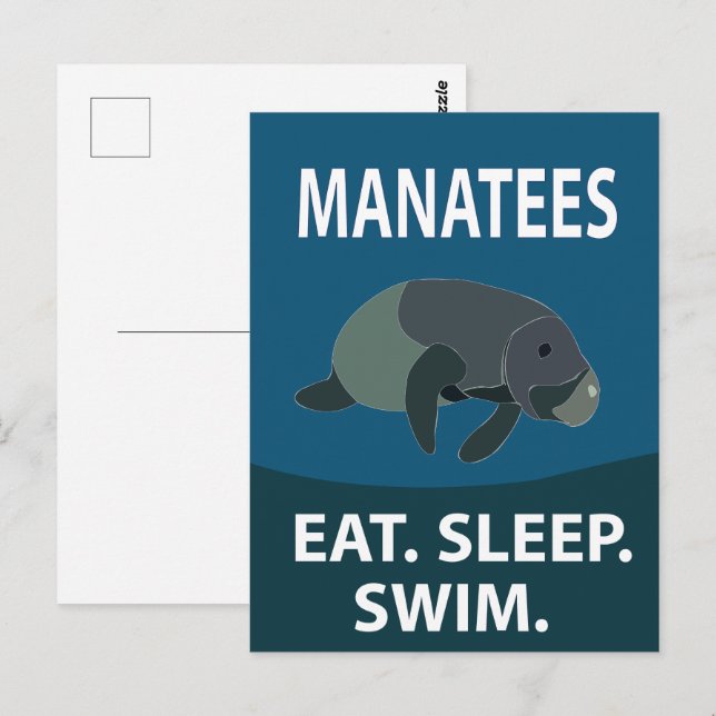 Manatee sjöko djur  vykort (Fram/baksida)