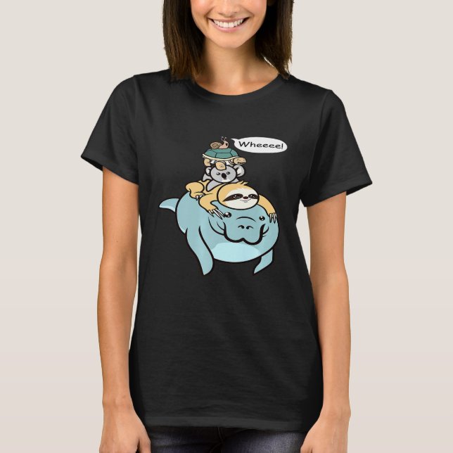 Manatee Sloth Turtle Koala Snigel T Shirt (Framsida)