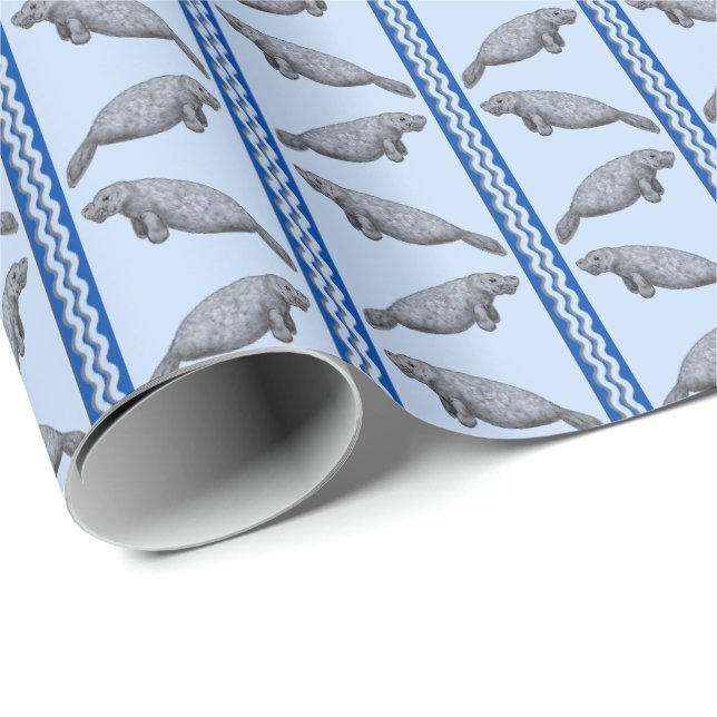 Manatee Stripe Wrapping Paper Presentpapper (Rullad Hörn)