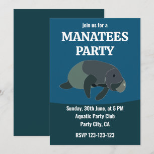 Manatee under Sea Födelsedagsfest Manatee Inbjudningar