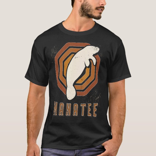 Manatee Vintage Retro Classic Animal Kärlek T Shirt (Framsida)