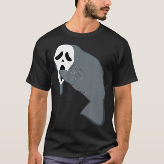 Manatee Wearing Scary Halloween Mask Funny Sea Cow T Shirt