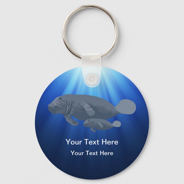 Manatee Wildlife Underwater Nature Keychains Nyckelring (Framsida)
