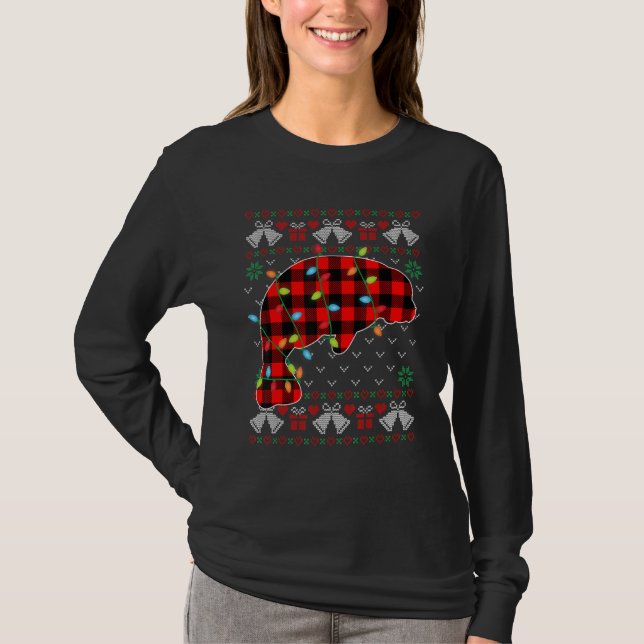 Manatee     Xmas Lights Ugly Christmas Sweater T Shirt (Framsida)