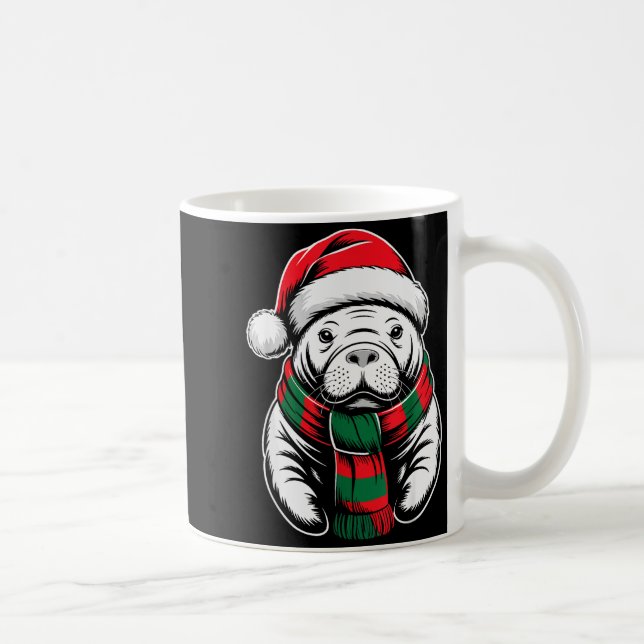 Manatee Xmas Santa Hat F Christmas Costume  Kaffemugg (Höger)