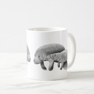 Manateemor med kalvmuggen kaffemugg