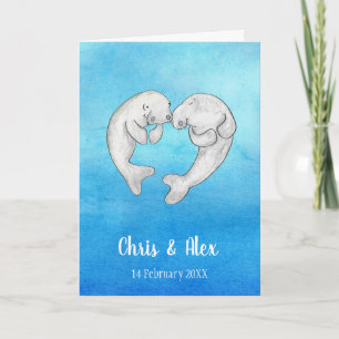Manatees in kärlek bröllop card kort