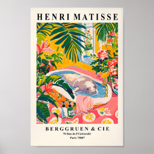 Manatei in Bathtub Art Print, Rosa Tropical Bathro Poster