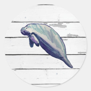 Manatemålning Ocean Party Tack Stickers Runt Klistermärke
