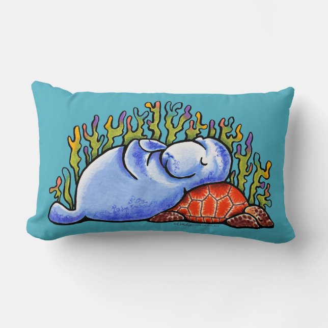 ManateSea Turtle Slumber Party Ocean Blue Lumbarkudde (Framsida)